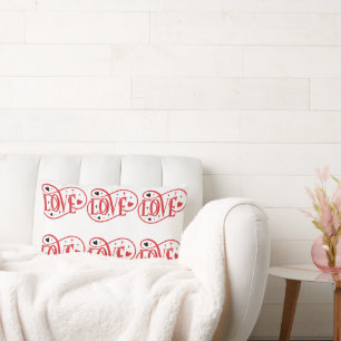 Cojín Lumbar Valentine LOVE palabra rojo en blanco