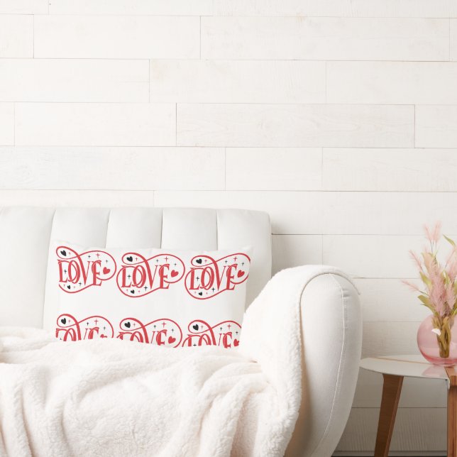 Cojín Lumbar Valentine LOVE palabra rojo en blanco (Sofá)