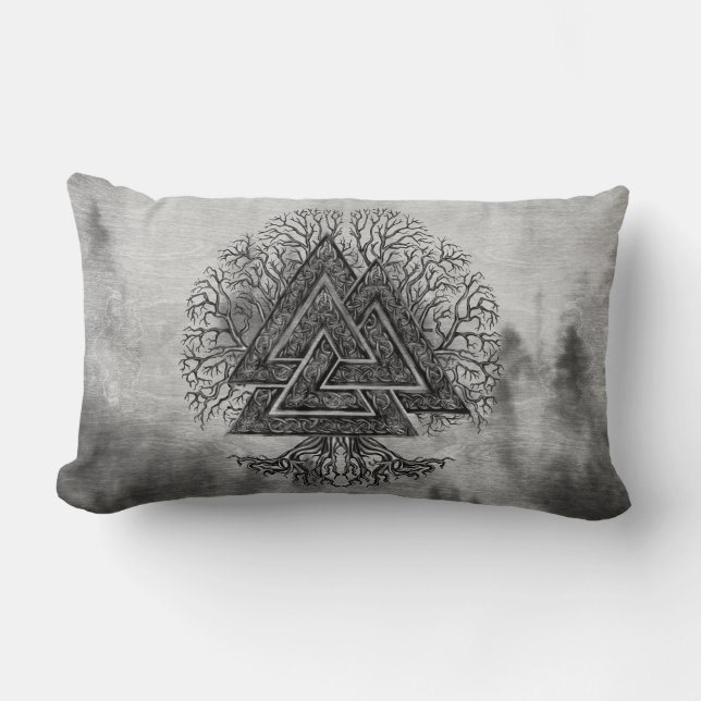 Cojín Lumbar Valknut y árbol de la vida Yggdrasil (Anverso)