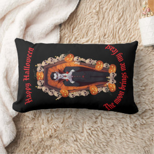 Cojín Lumbar 🧛 ‍ ♂️ Vampiro gótico Halloween Black Pillow 🎃 �