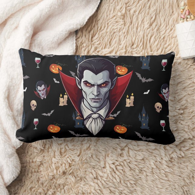 Cojín Lumbar 🧛 ‍ ♂️ Vampiro gótico Halloween Black Pillow 🎃 � (Manta)