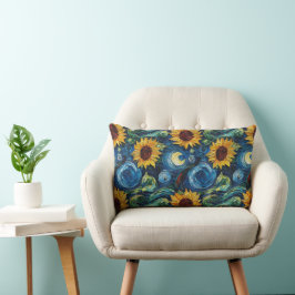 Cojín Lumbar Van Gogh girasoles y noche estrellada