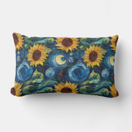 Cojín Lumbar Van Gogh girasoles y noche estrellada