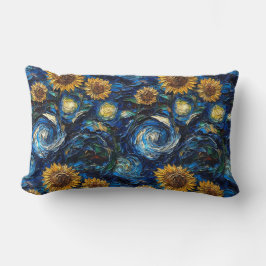 Cojín Lumbar Van Gogh girasoles y noche estrellada