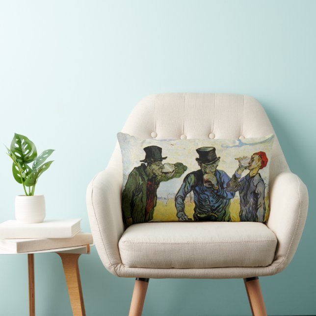 Cojín Lumbar Van Gogh; Los Bebedores, el impresionismo de los p (Silla)