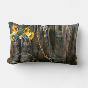 Cojín Lumbar Vaquero Caballo bota tabla de fletes rusos girasol