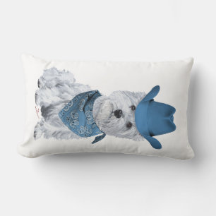Cojín Lumbar Vaquero Westie en Azul