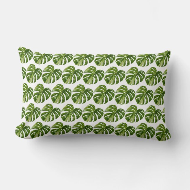 Cojín Lumbar Variegated Monstera Albo Leaf Pillow Decor (Anverso)