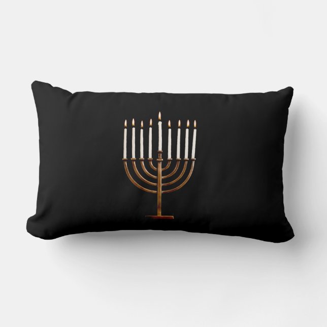 Cojín Lumbar Velas de Jánuca Chanukah Hanukah Hannukah Menorah (Anverso)