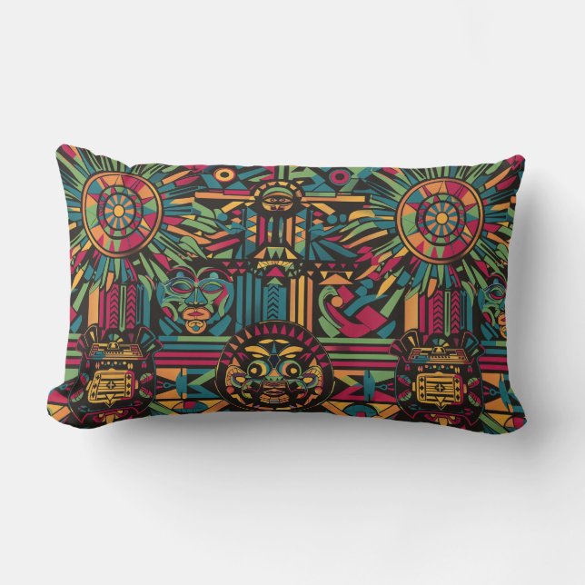 Cojín Lumbar Velvet Verde azulado de lujo "Eclipsed Suns and Py (Anverso)