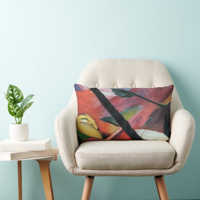 Cojín Lumbar Venado en el bosque II por Franz Marc; Reh im Wald (Silla)