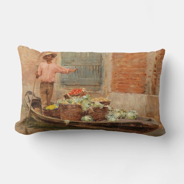 Cojín Lumbar Vendedor de verduras en Venecia (por Vincenzo Capr (Anverso)