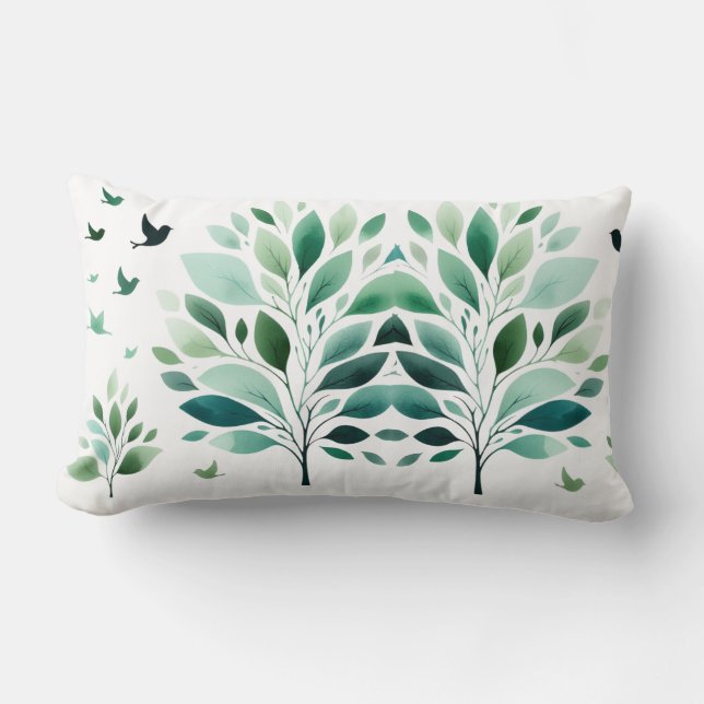 Cojín Lumbar Verdant Whispers Chickadee (Anverso)