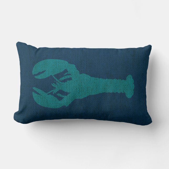 Cojín Lumbar Verde azul de océano de la langosta (Anverso)