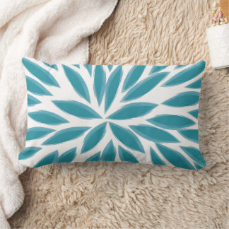 Cojín Lumbar Verde azulado Azul Moderno Crisantema Floral Pillo