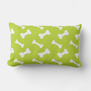 COJÍN LUMBAR VERDE CON BONOS DE PERRO BLANCO