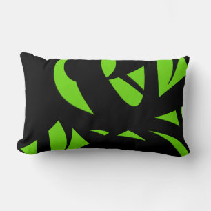 Cojín Lumbar Verde/Negro de arte contemporáneo