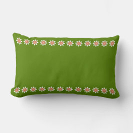 Cojín Lumbar Verde retro de borde de flor mínimo aguacate