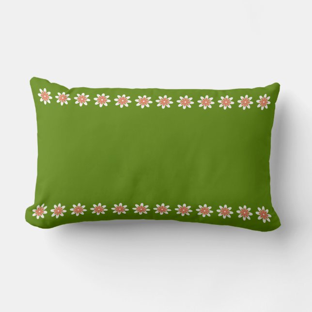 Cojín Lumbar Verde retro de borde de flor mínimo aguacate (Anverso)