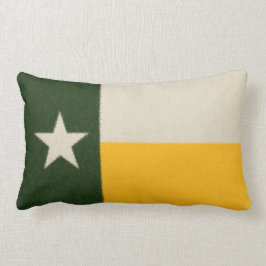 Cojín Lumbar Verde y tela de la bandera de Tejas del oro