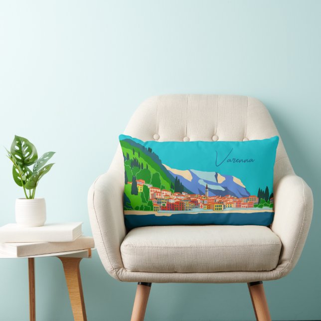 Cojín Lumbar Viaje al Ilustracion de Varenna Lake Como Italia (Silla)