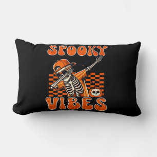 Cojín Lumbar Vibes de fantasía retro Dabbing Skeleton Halloween