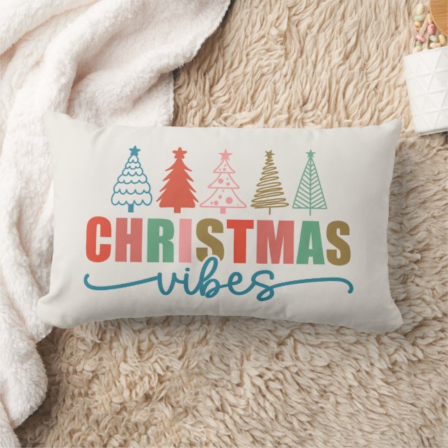 Cojín Lumbar Vibes de navidades - Diseño de árboles de vacacion (Manta)