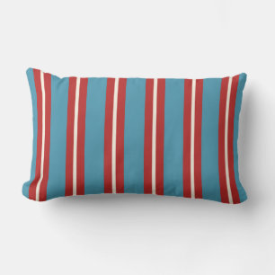Cojín Lumbar Vibrante patrón de rayas rojas y azules Diseño mod