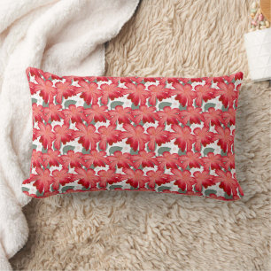 Cojín Lumbar Vibrante patrón floral de coral Flores rojas atr
