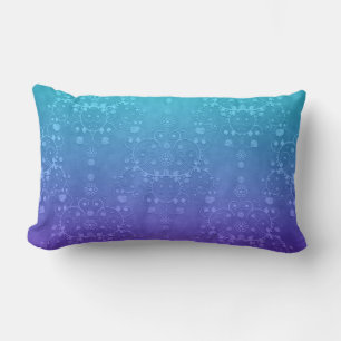 Cojín Lumbar Vibrante Periwinkle a Aqua Patrón Damask Fancy