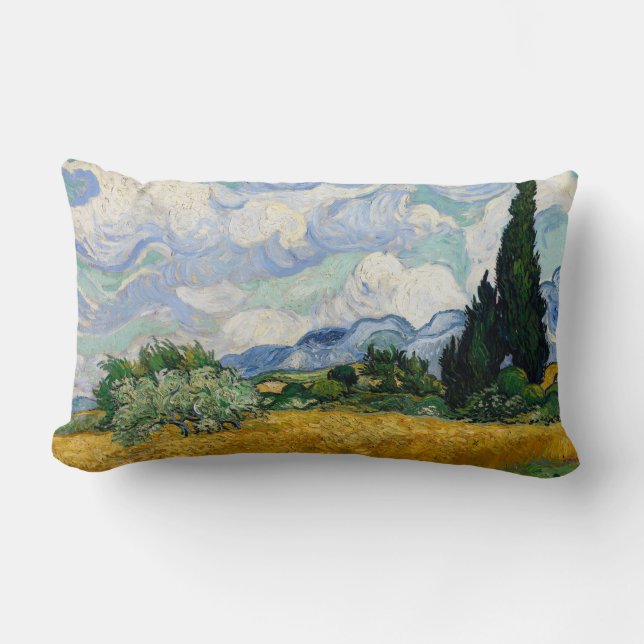 Cojín Lumbar Vicente Van Gogh Campo De Trigo Con Cipreses (Anverso)