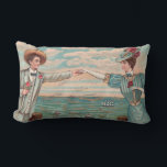 Cojín Lumbar Victorian Beach Love Dressy Ocean Wedding Couple<br><div class="desc">Love at the Beach! This vintage image is based on an antique postcard with a man and and a woman reaching out their arms to touch hands</div>