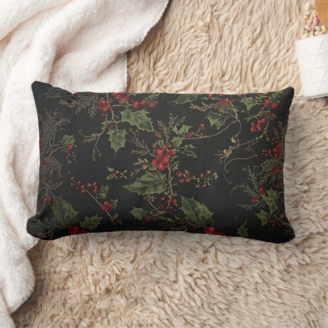 Cojín Lumbar Victorian Crimson Berries Holiday Throw Pillow (Manta)