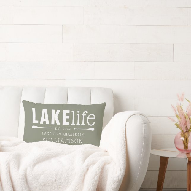 Cojín Lumbar Vida personalizada del lago verde oliva ruso (Sofá)