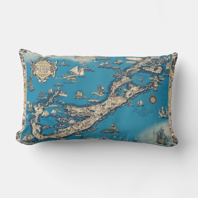 Cojín Lumbar Viejo mapa de las Bermudas (Anverso)