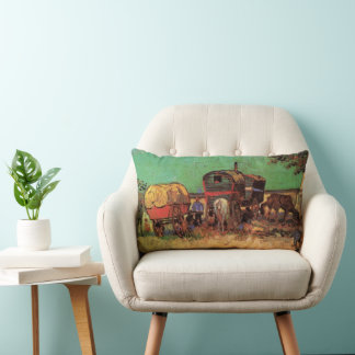 Cojín Lumbar Vincent van Gogh - Campamento de Gitanos Caravanas
