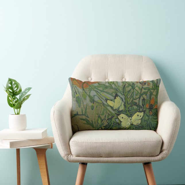 Cojín Lumbar Vincent van Gogh - Mariposas y Amapolas (Silla)