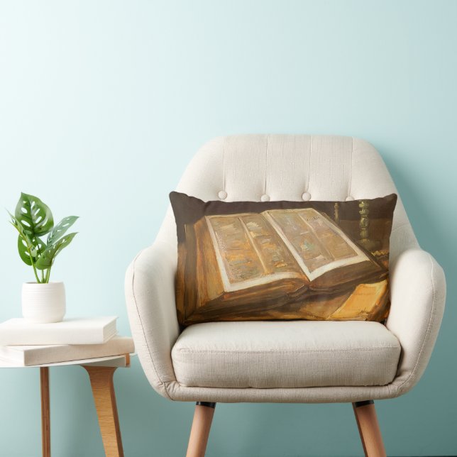 Cojín Lumbar Vincent van Gogh - Todavía la vida con la Biblia (Silla)