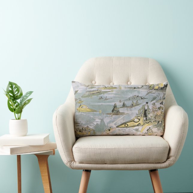 Cojín Lumbar Viñeta Ciencia Ficción Carros Futuristas, taxis (Silla)