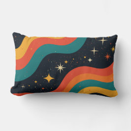 Cojín Lumbar Vintage 70s Sueño Cósmico Groovy Ondulado Retro