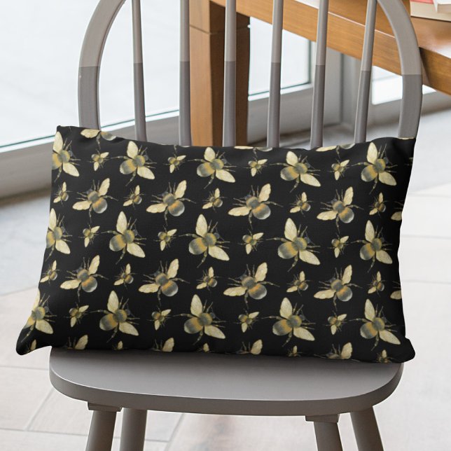 Cojín Lumbar Vintage Bee Black (Subido por el creador)