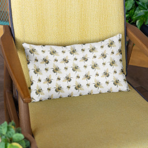 Cojín Lumbar Vintage Bee White