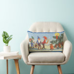 Cojín Lumbar Vintage Christmas, Elves in the Snow Forest Winter<br><div class="desc">Ilustracion Vintage Victoria Festividad navideña Feliz Navidad con elfos con barbas y gorras puntiagudos caminando en la nieve. Parecen nisse de tomte, nisse o tomtenisse (Suecia) (Noruega y Dinamarca) o tonttu (Finlandia), una criatura mitológica del folklore escandinavo nórdico. El elfo azul lleva una corona, el elfo verde lleva un saco...</div>