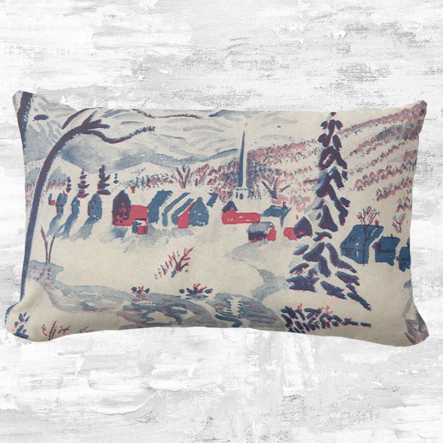 Cojín Lumbar Vintage Christmas, Wind Village Snowscape Snow (Subido por el creador)