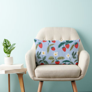 Cojín Lumbar Vintage Cottagecore Strawberry Pattern