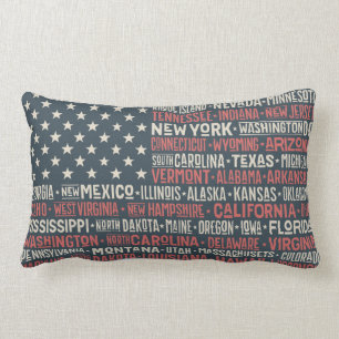 Cojín Lumbar Vintage Faded American Flag State nombra palabras 