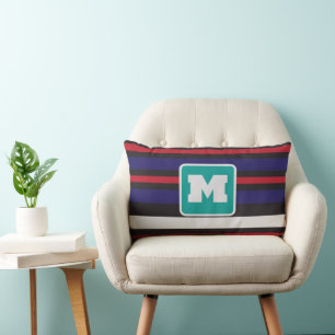 Cojín Lumbar Vintage geometric jacquard Striped Modern monogram
