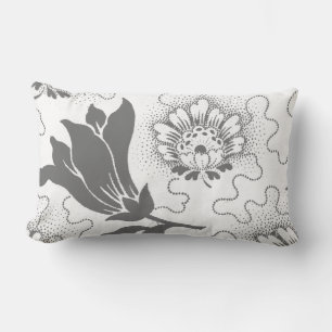 Cojín Lumbar Vintage Gray White Farmhouse Style Floral Lumbar
