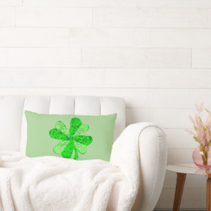 Cojín Lumbar Vintage Green secuin shamrock St Patrick purpurina