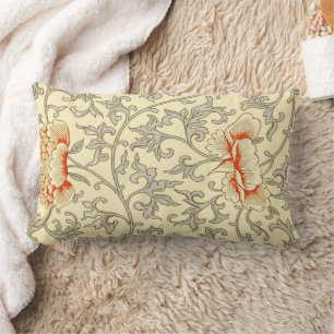 Cojín Lumbar Vintage Gris Gris Gris Botánico Floral